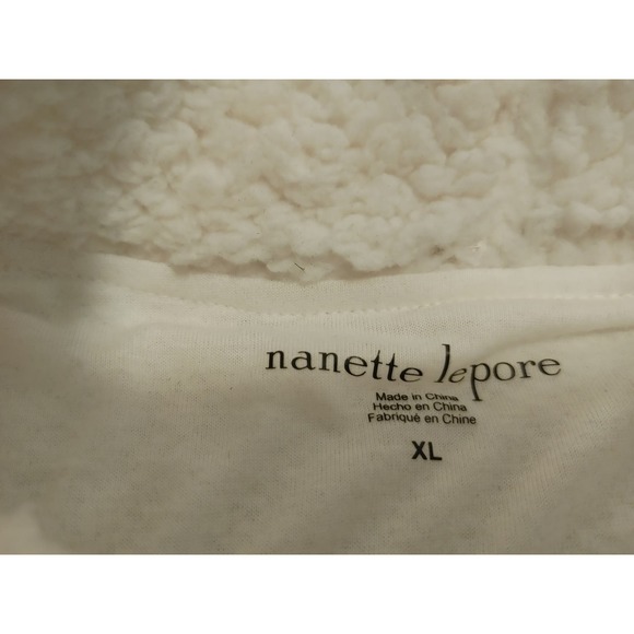 Nanette Lepore White Fuzzy Pullover XL - Saints Black & Gold!!! - Picture 5 of 8